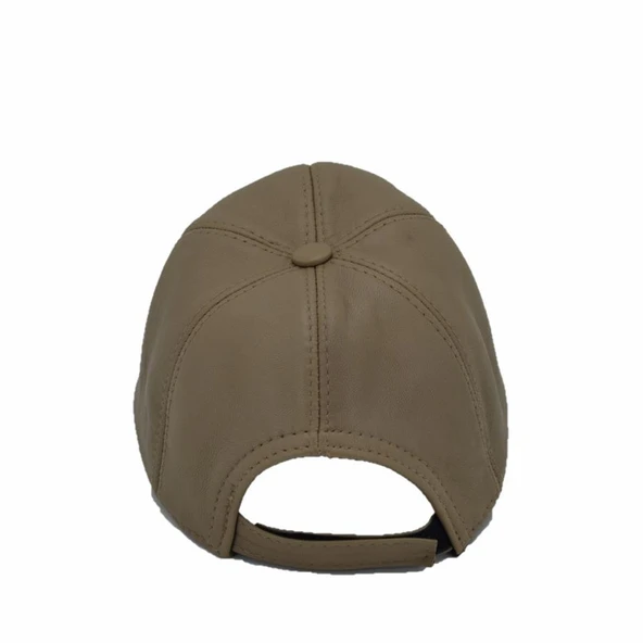 Ayarlanabilir Deri Şapka Bej - Resim 3