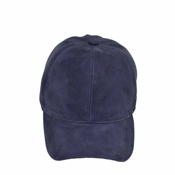 Ayarlanabilir Deri Süet Şapka Lacivert - Resim 4