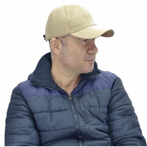 Ayarlanabilir Deri Şapka Bej ürün görseli 1