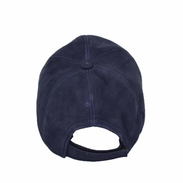 Ayarlanabilir Deri Süet Şapka Lacivert - Resim 3