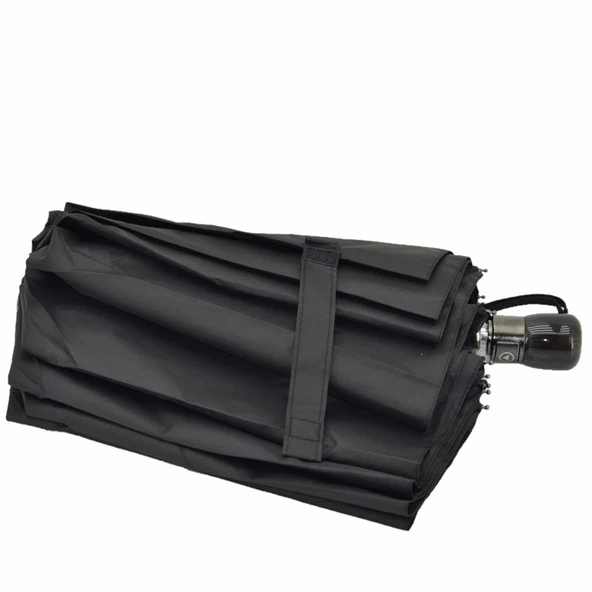 Yarı Otomatik Poliamid Kumaş 10 Telli Şemsiye Siyah ürün görseli 1