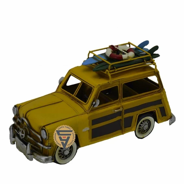 Dekoratif Nostaljik Metal Land Rover Rustik Otomobil Sarı - 3