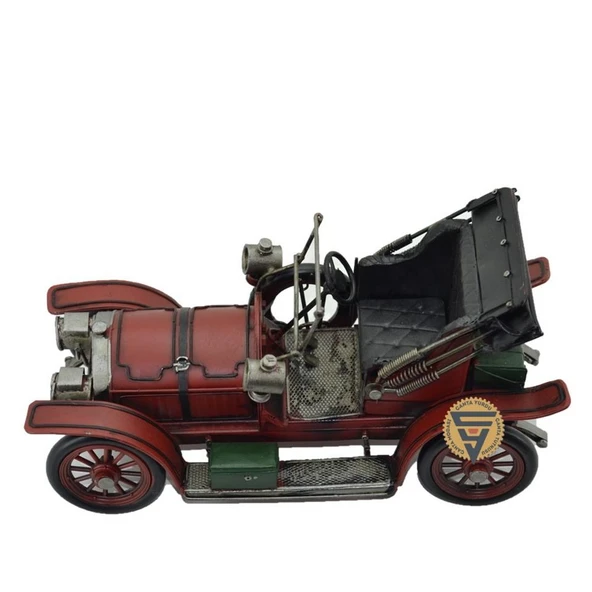 Dekoratif Nostaljik Metal Vintage Rustik Klasik Araba Kızmızı - 2