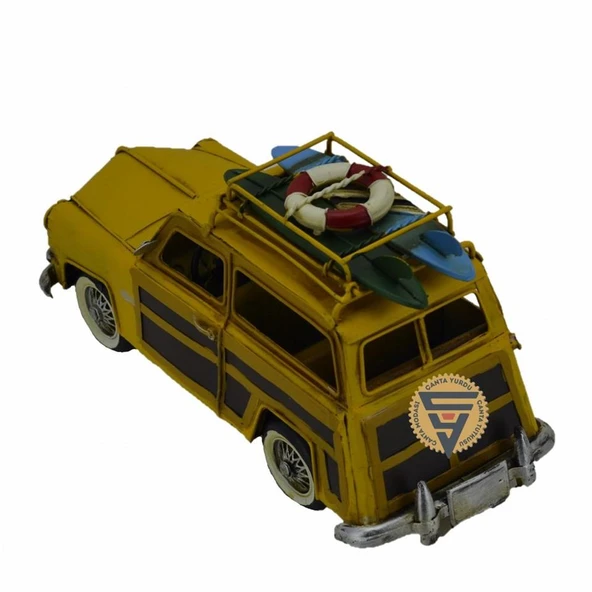 Dekoratif Nostaljik Metal Land Rover Rustik Otomobil Sarı - 4