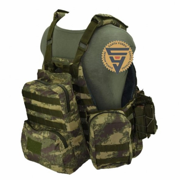Multifonksiyonel Cordura Askeri Taktik Yelek Haki Kamuflaj - 4
