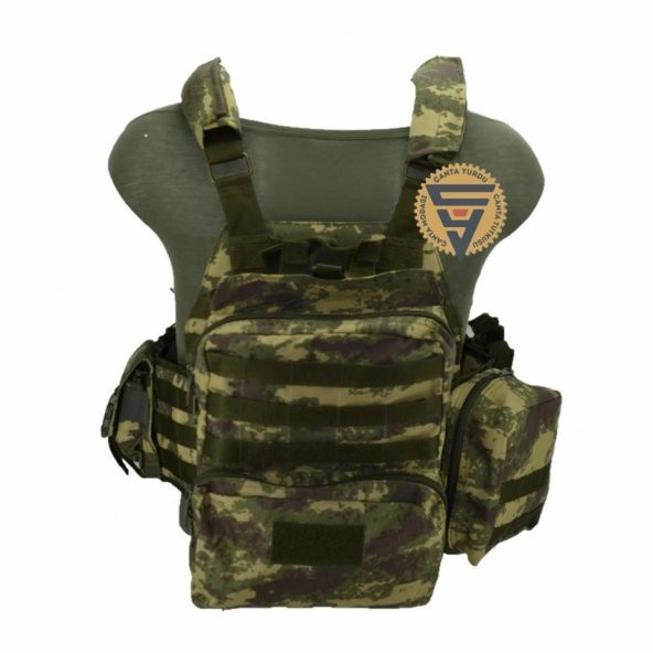 Multifonksiyonel Cordura Askeri Taktik Yelek Haki Kamuflaj - 5