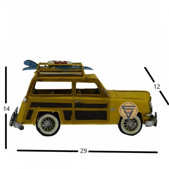 Dekoratif Nostaljik Metal Land Rover Rustik Otomobil Sarı - 7