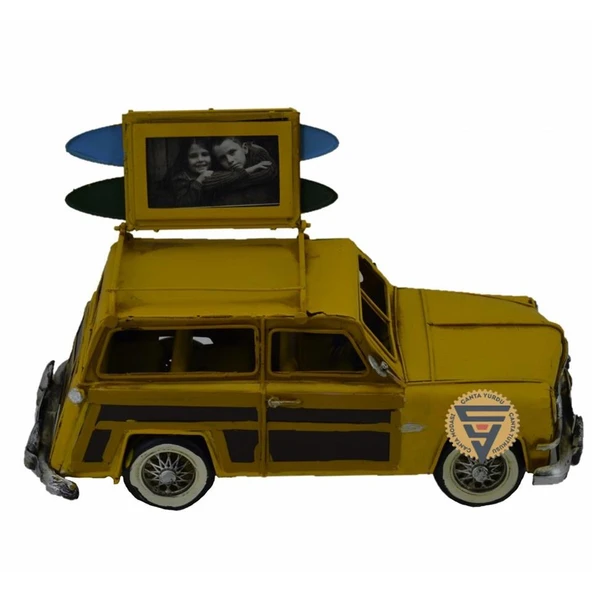 Dekoratif Nostaljik Metal Land Rover Rustik Otomobil Sarı - 6