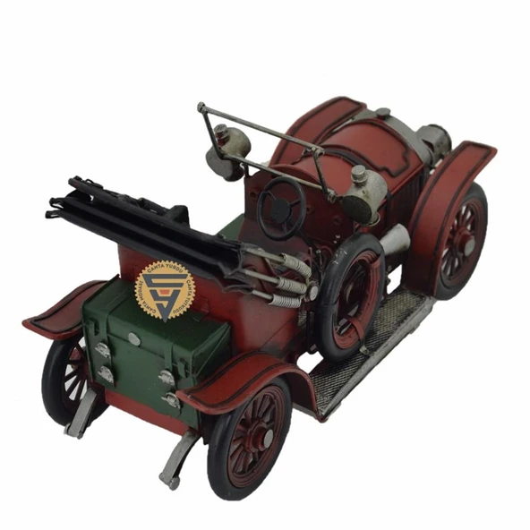 Dekoratif Nostaljik Metal Vintage Rustik Klasik Araba Kızmızı - 4