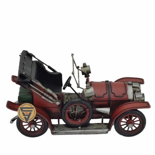 Dekoratif Nostaljik Metal Vintage Rustik Klasik Araba Kızmızı - 3