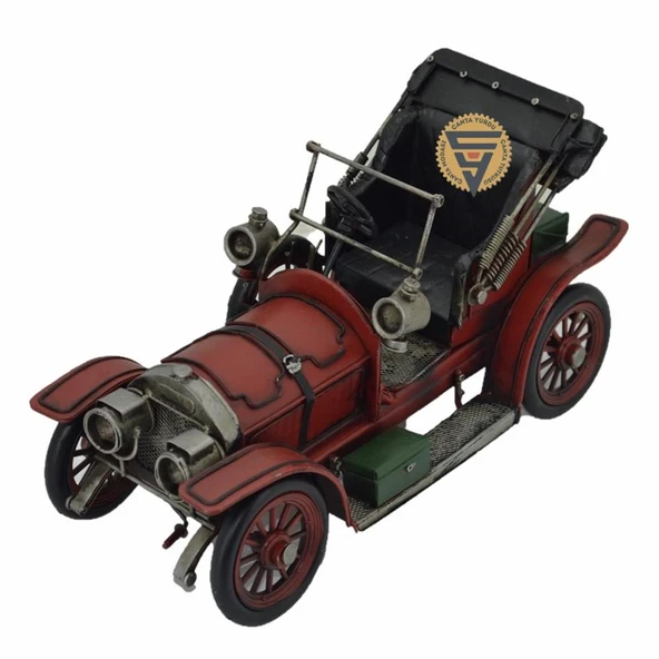 Dekoratif Nostaljik Metal Vintage Rustik Klasik Araba Kızmızı - 5