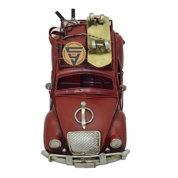 Dekoratif Nostaljik Metal Vosvos Rustik Otomobil Kırmızı - 4