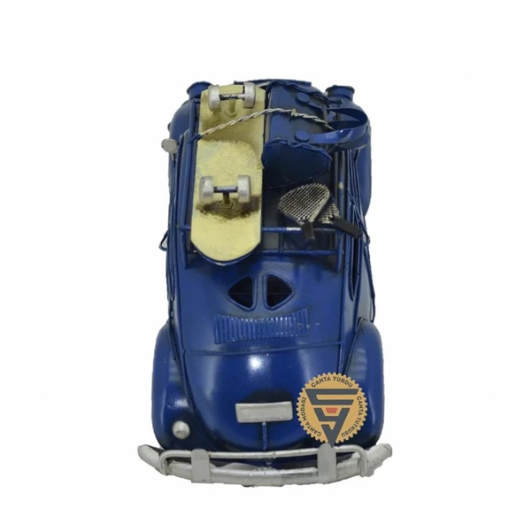 Dekoratif Nostaljik Metal Vosvos Rustik Otomobil Mavi - 4