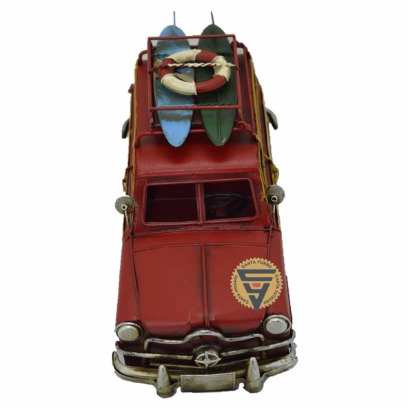 Dekoratif Nostaljik Metal Land Rover Rustik Otomobil Kırmızı - 6