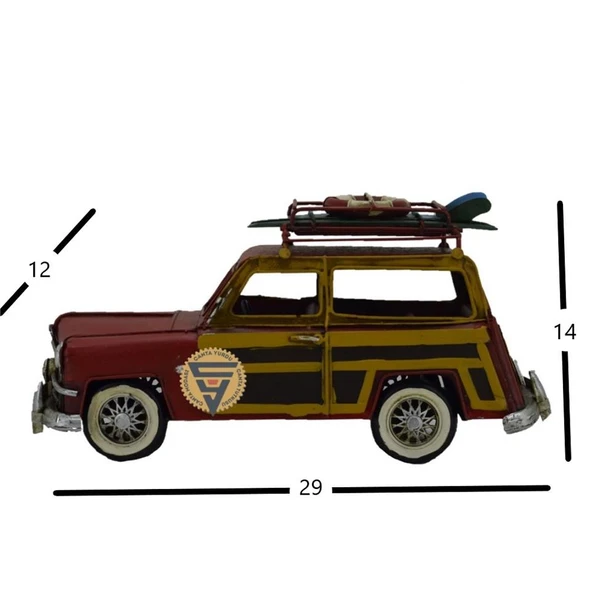 Dekoratif Nostaljik Metal Land Rover Rustik Otomobil Kırmızı - 2