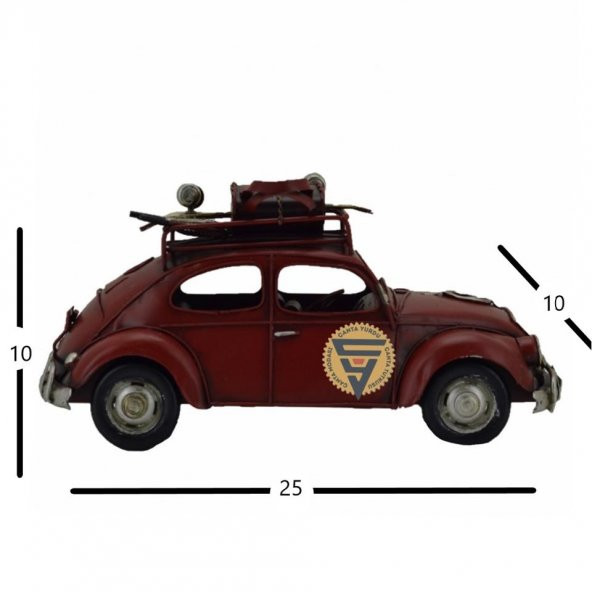 Dekoratif Nostaljik Metal Vosvos Rustik Otomobil Kırmızı - 6