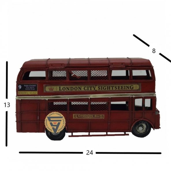 Dekoratif Nostaljik Metal Vintage London Bus Kırmızı - 2