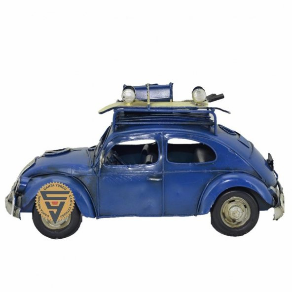 Dekoratif Nostaljik Metal Vosvos Rustik Otomobil Mavi - 5