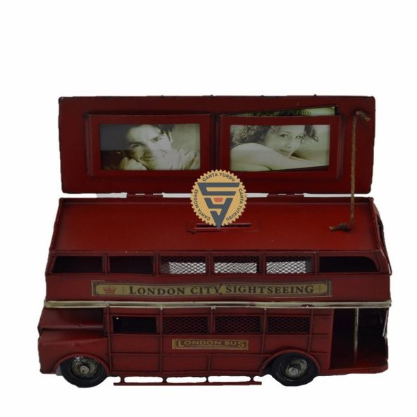 Dekoratif Nostaljik Metal Vintage London Bus Kırmızı - 3