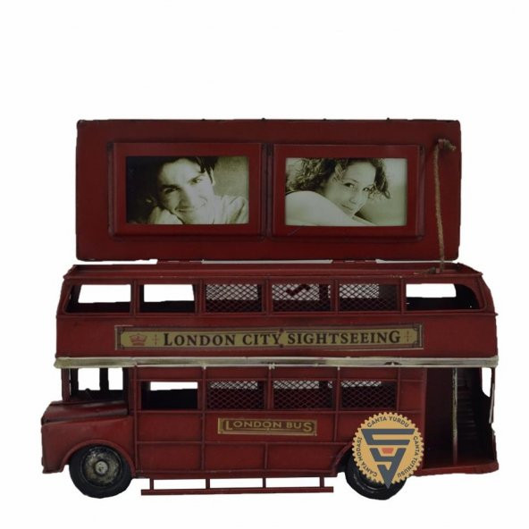 Dekoratif Nostaljik Metal Vintage London Bus Kırmızı - 4