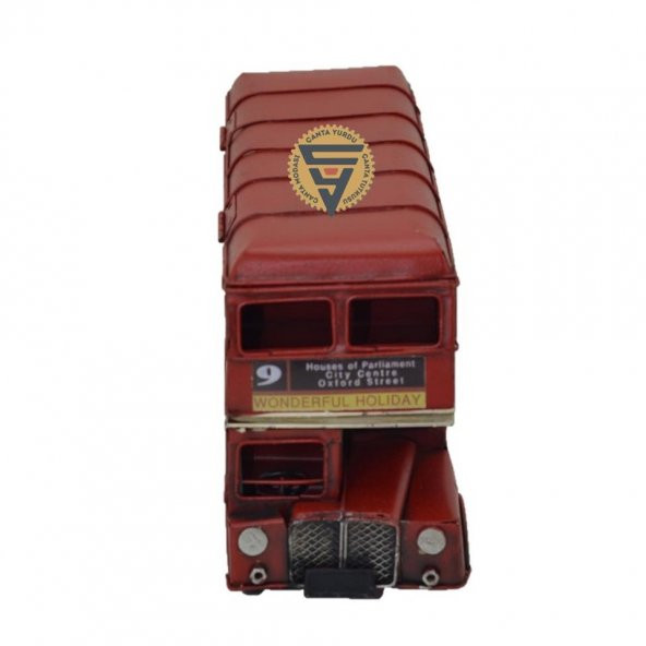 Dekoratif Nostaljik Metal Vintage London Bus Kırmızı - 5