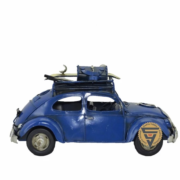 Dekoratif Nostaljik Metal Vosvos Rustik Otomobil Mavi - 3