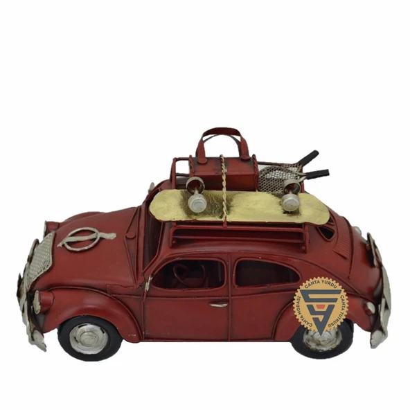 Dekoratif Nostaljik Metal Vosvos Rustik Otomobil Kırmızı - 3