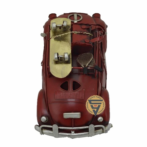 Dekoratif Nostaljik Metal Vosvos Rustik Otomobil Kırmızı - 5