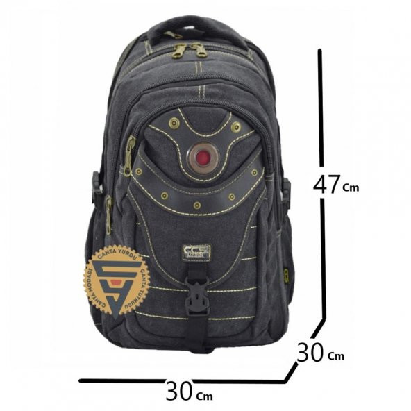 Ççs 51405 Su Geçirmez Kanvas Sırt Çantası Siyah - Resim 2