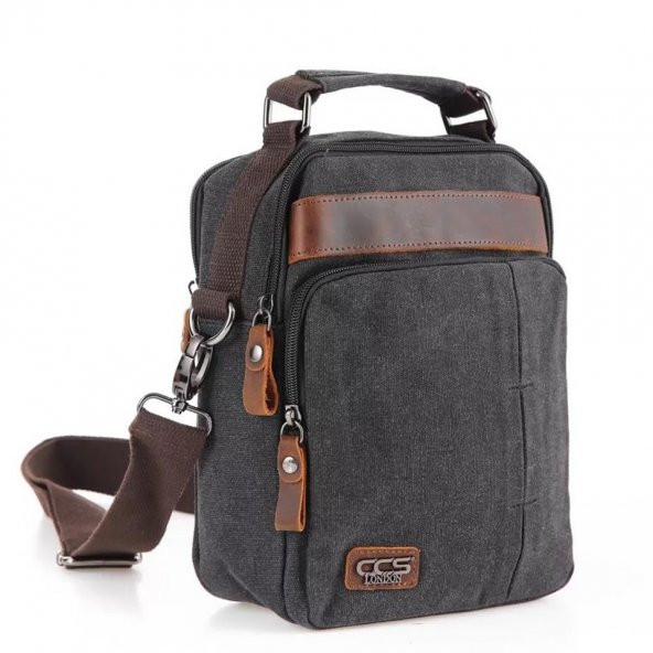 Ççs 31357 Kanvas Postacı Askılı Omuz Çantası Siyah - Resim 2