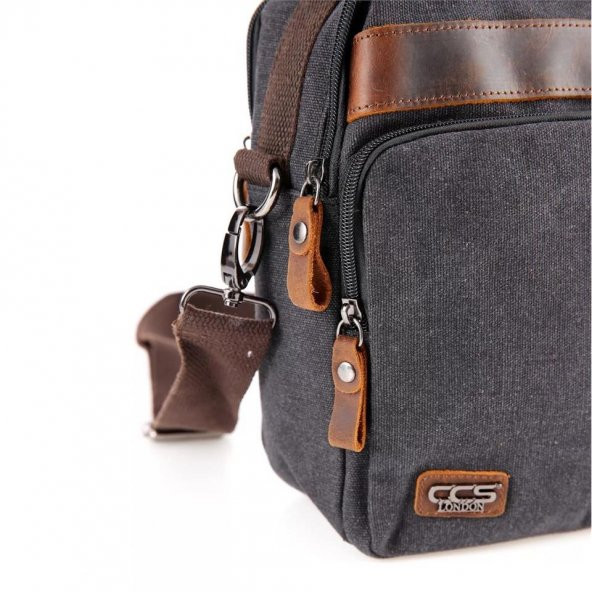 Ççs 31357 Kanvas Postacı Askılı Omuz Çantası Siyah - Resim 7