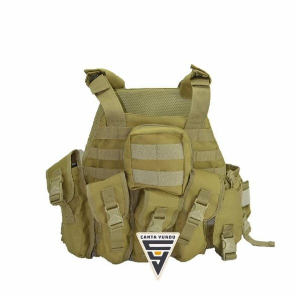 Ak47 Cordura Askeri Taktik Yelek Bej - 5