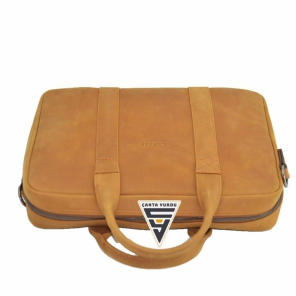 Hakiki Deri Evrak ve Laptop Organizer Çanta 13 İnç Taba - 6