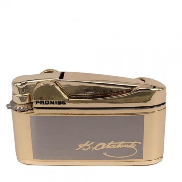 Atatürk imzalı İbelo Tarz Gazlı Çakmak Altın Renk - Resim 5