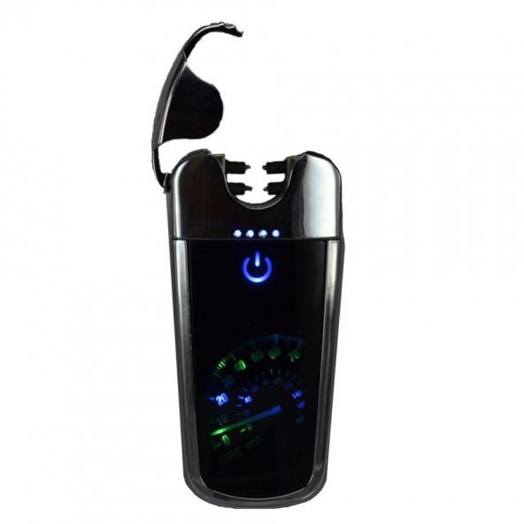 Usb Şarjlı Led Hız Göstergeli Elektronik Çakmak Gümüş - Resim 2