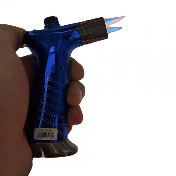 Çift Alevli Masaüstü Pürmüz Jet Çakmak Mavi - 4