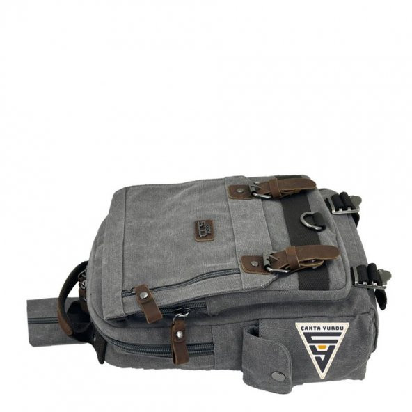 Ççs 51563 Kanvas Çapraz Askılı Sırt ve Göğüs Çantası Gri - 8