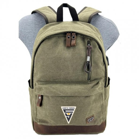 Ççs London 51568 Kanvas Usb Sırt Çantası Yeşil - Resim 4