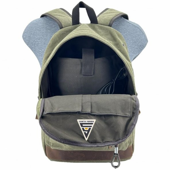 Ççs London 51568 Kanvas Usb Sırt Çantası Yeşil - Resim 5