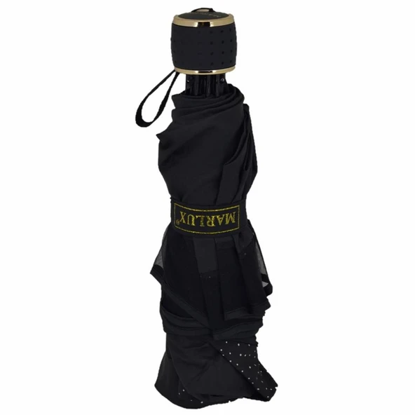 Marlux 1213 Tül Desenli Manuel Kadın Şemsiye Siyah - Resim 5