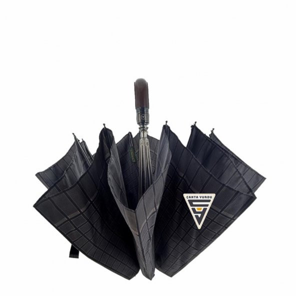 April A-228G Elite Deri Baston Sap Otomatik Şemsiye Kahve - 2