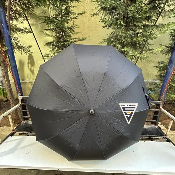 April A-228G Elite Deri Baston Sap Otomatik Şemsiye Siyah - Resim 6