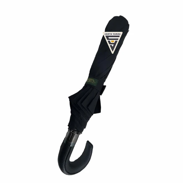 April A-228G Elite Deri Baston Sap Otomatik Şemsiye Siyah - Resim 3