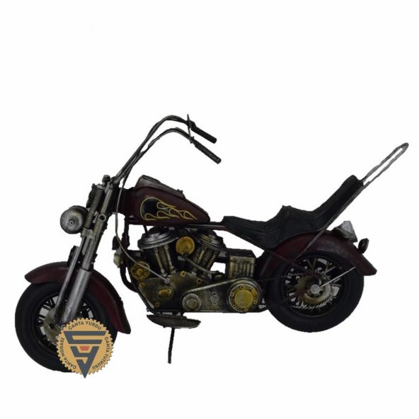 Dekoratif Nostaljik Metal Vintage Chopper  Rustik Mootosiklet Kahve