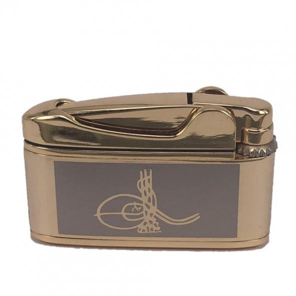 Osmanlı Tuğralı İbelo Tarz Gazlı Çakmak Altın Renk ürün görseli 1