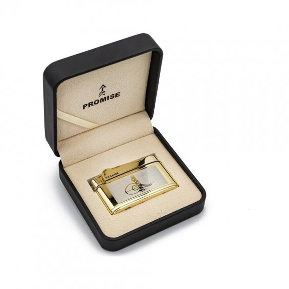 Osmanlı Tuğralı İbelo Tarz Gazlı Çakmak Altın Renk - Resim 4