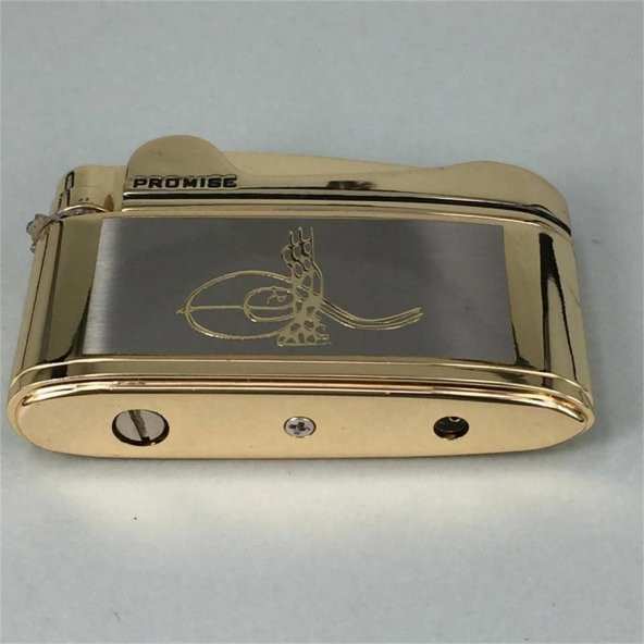 Osmanlı Tuğralı İbelo Tarz Gazlı Çakmak Altın Renk - Resim 6