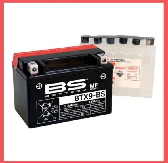 Bs Btx9-Bs 2004-2013 Kawasaki Z 750 Uyumlu Akü Sulu Akü - 5