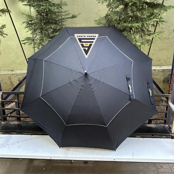 April A-250G Protokol Vale Şemsiyesi Çift Katmanlı Şemsiye 130 Cm Siyah - Resim 7