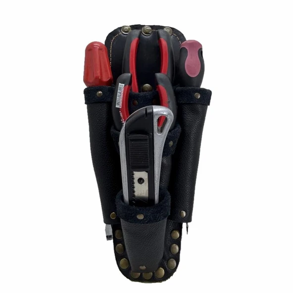 Hakiki Deri CA217 Elektrikçi Teknisyen Bel Çantası Siyah ürün görseli 1